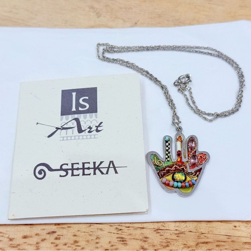 Seeka Unique Handpainted Hamsa Necklace - Picture 6 of 9